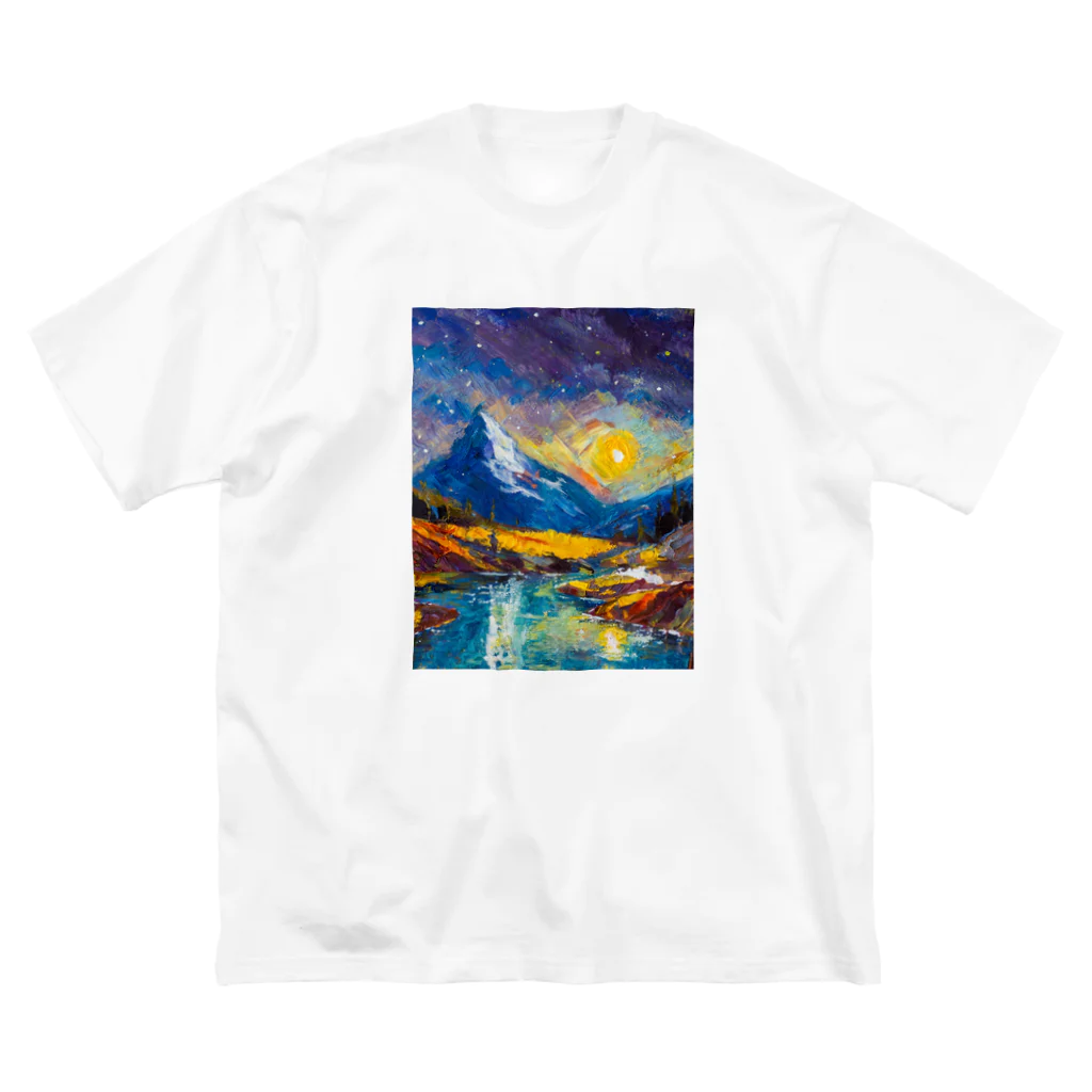 .nekoのAI絵画「夜」 ビッグシルエットTシャツ