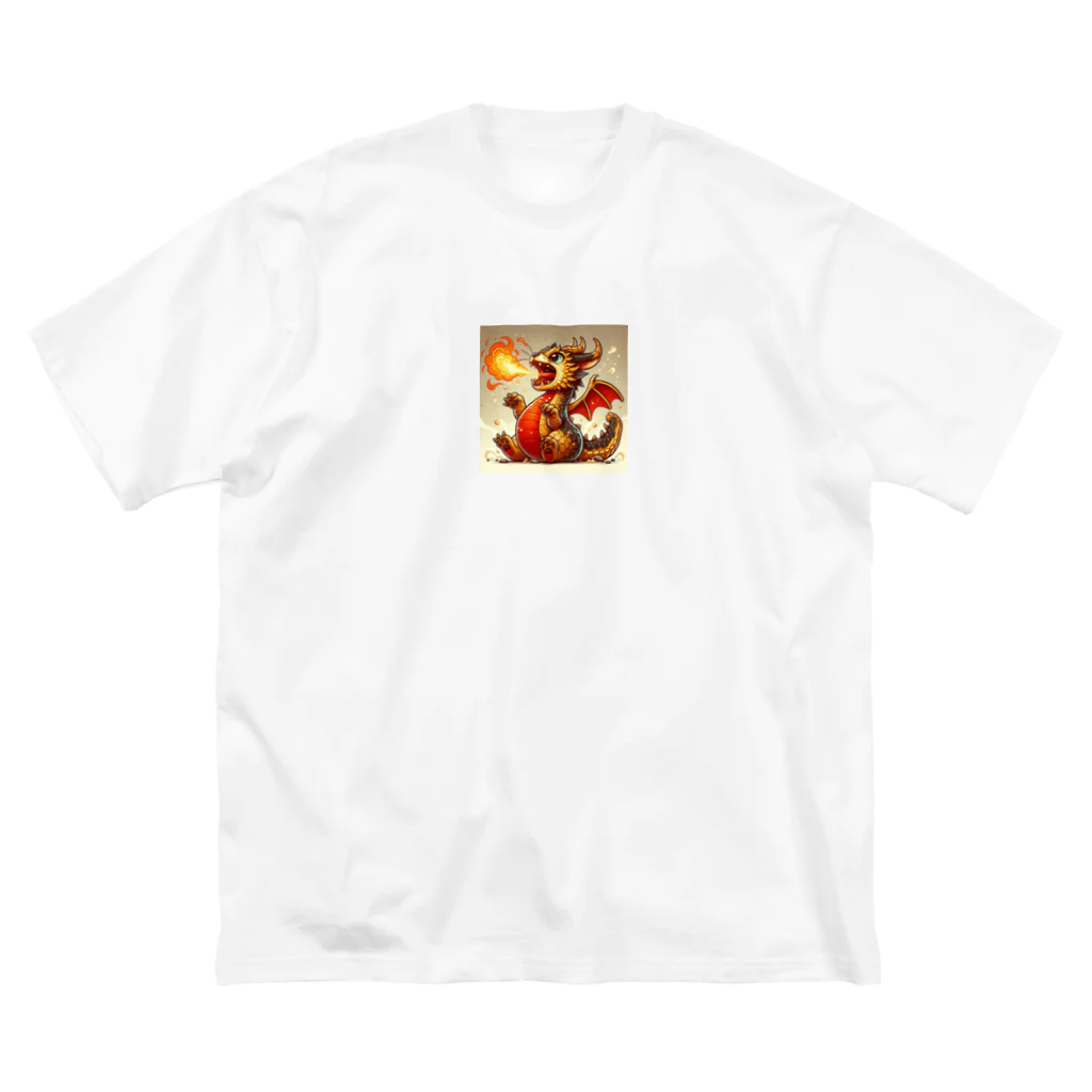 nekodoragonの火噴き猫ドラゴン ビッグシルエットTシャツ