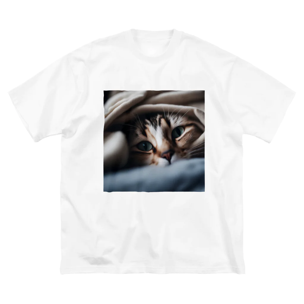 feliceの毛布の下に隠れている猫 ビッグシルエットTシャツ