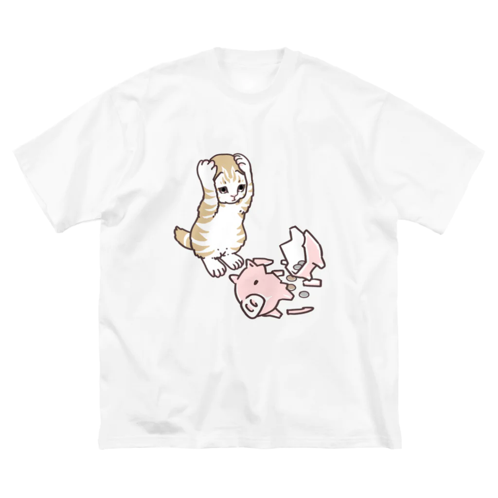 nya-mew（ニャーミュー）のやっちまったニャーちゃん ビッグシルエットTシャツ