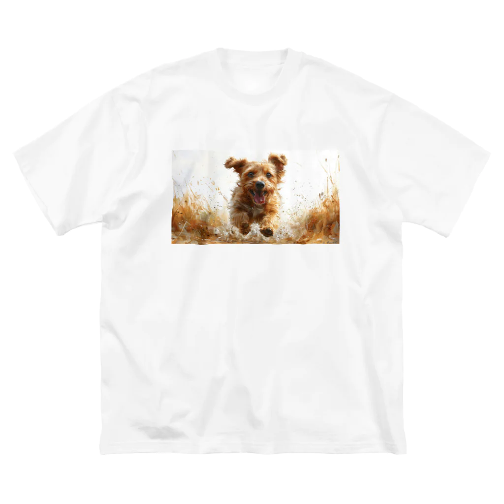 G.O.A.T.designの愛犬がこちらに駆け寄ってくる ビッグシルエットTシャツ