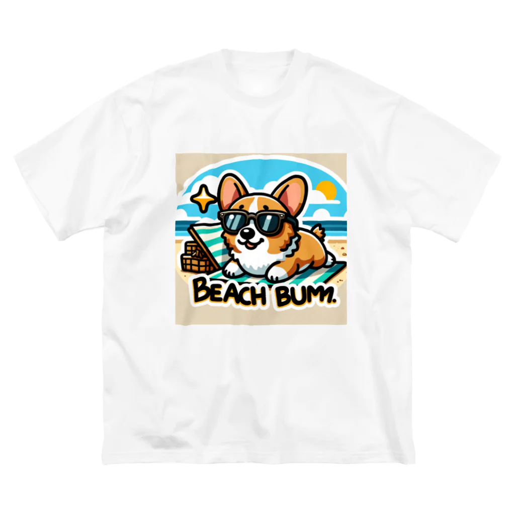 keikei5の夏のおしゃれ大作戦！ピーチカラーの柴犬 ビッグシルエットTシャツ