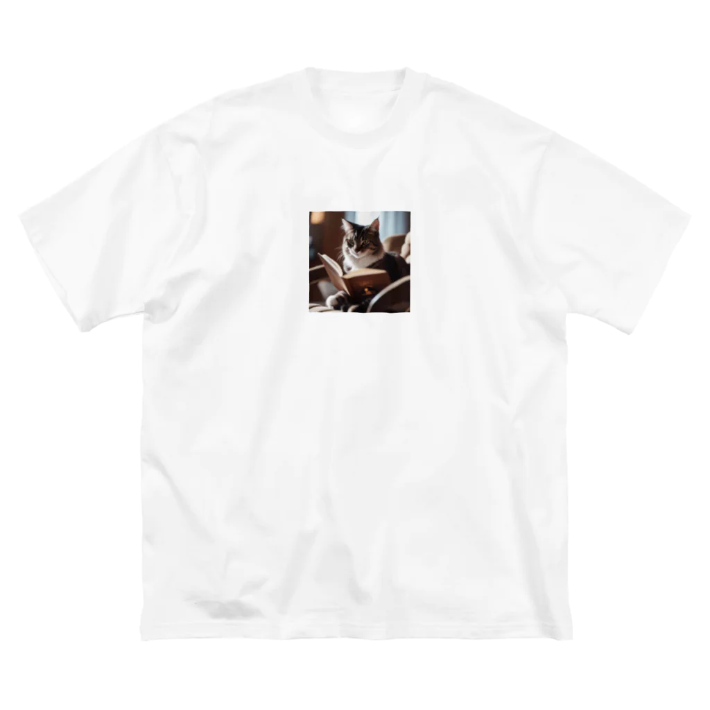 shopSHOPの本を読む猫 ビッグシルエットTシャツ