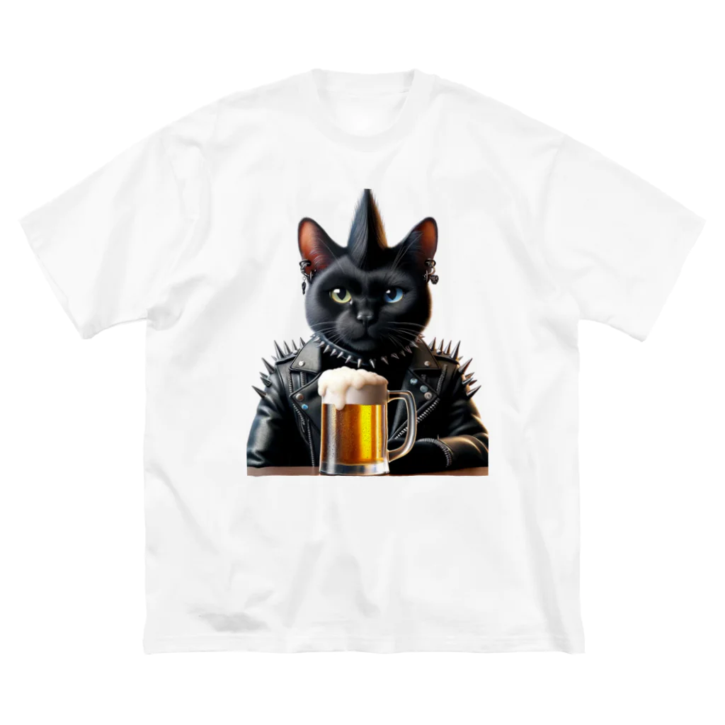 ねこねこぱんくのPUNK ROCK猫の「スパイク」 Big T-Shirt