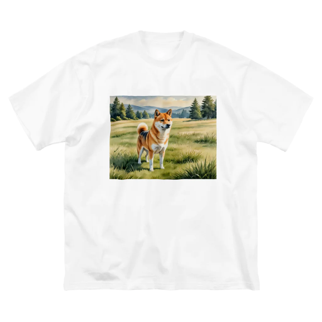 Animal Illustration shopの柴犬　Shiba Inu　水彩画風 Big T-Shirt