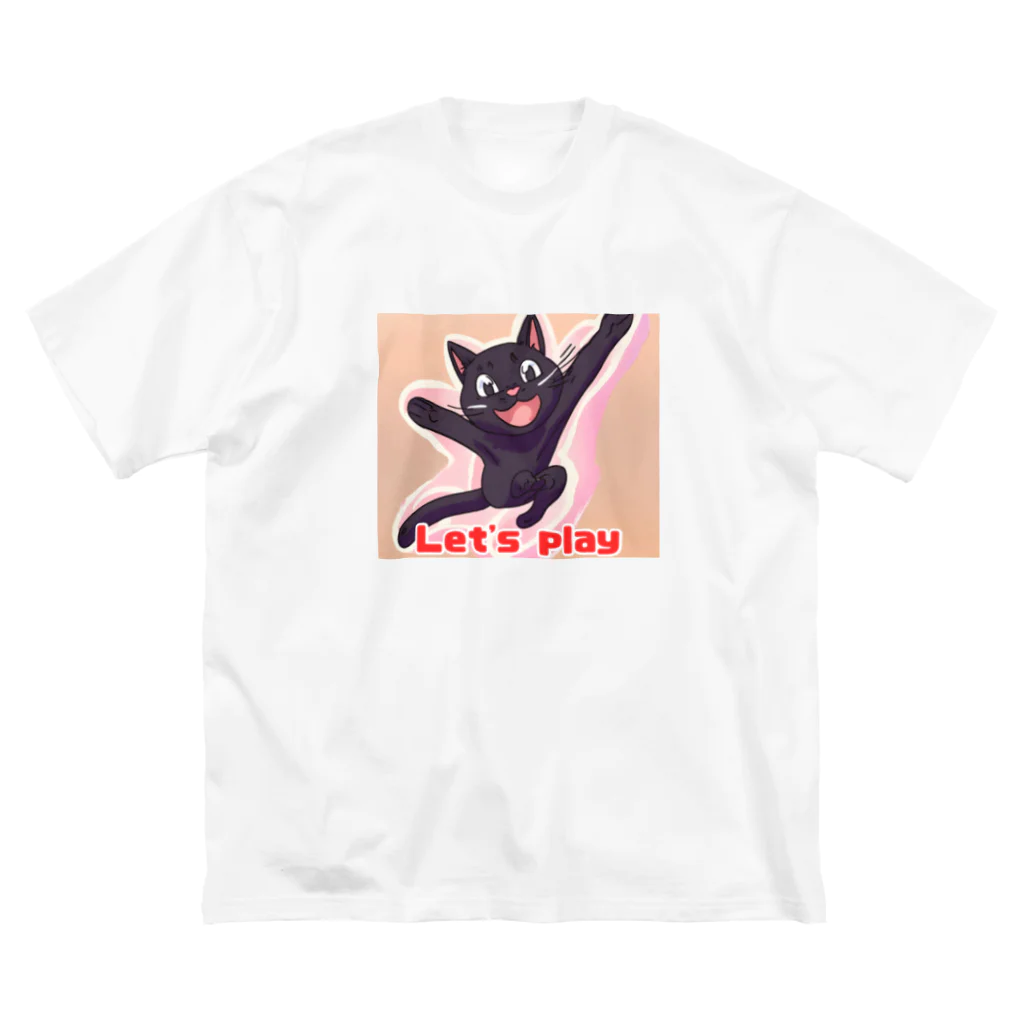 黒猫 亞里栖の黒猫と遊ぼう！ ビッグシルエットTシャツ