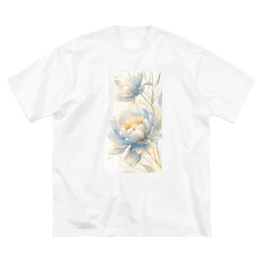 cute styleのLucky Flower Silver Blue Big T-Shirt