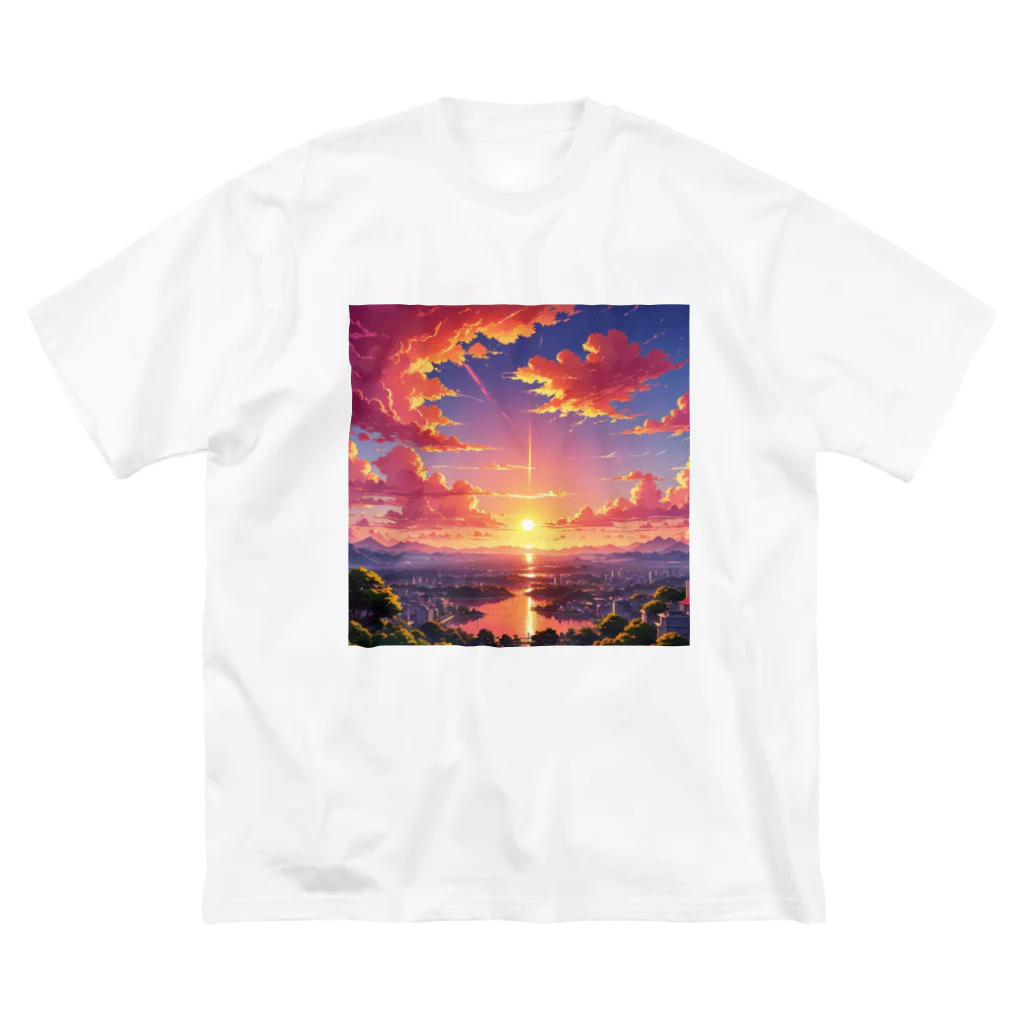 ikeikeikedaの街を照らす夕陽（景色シリーズ） ビッグシルエットTシャツ