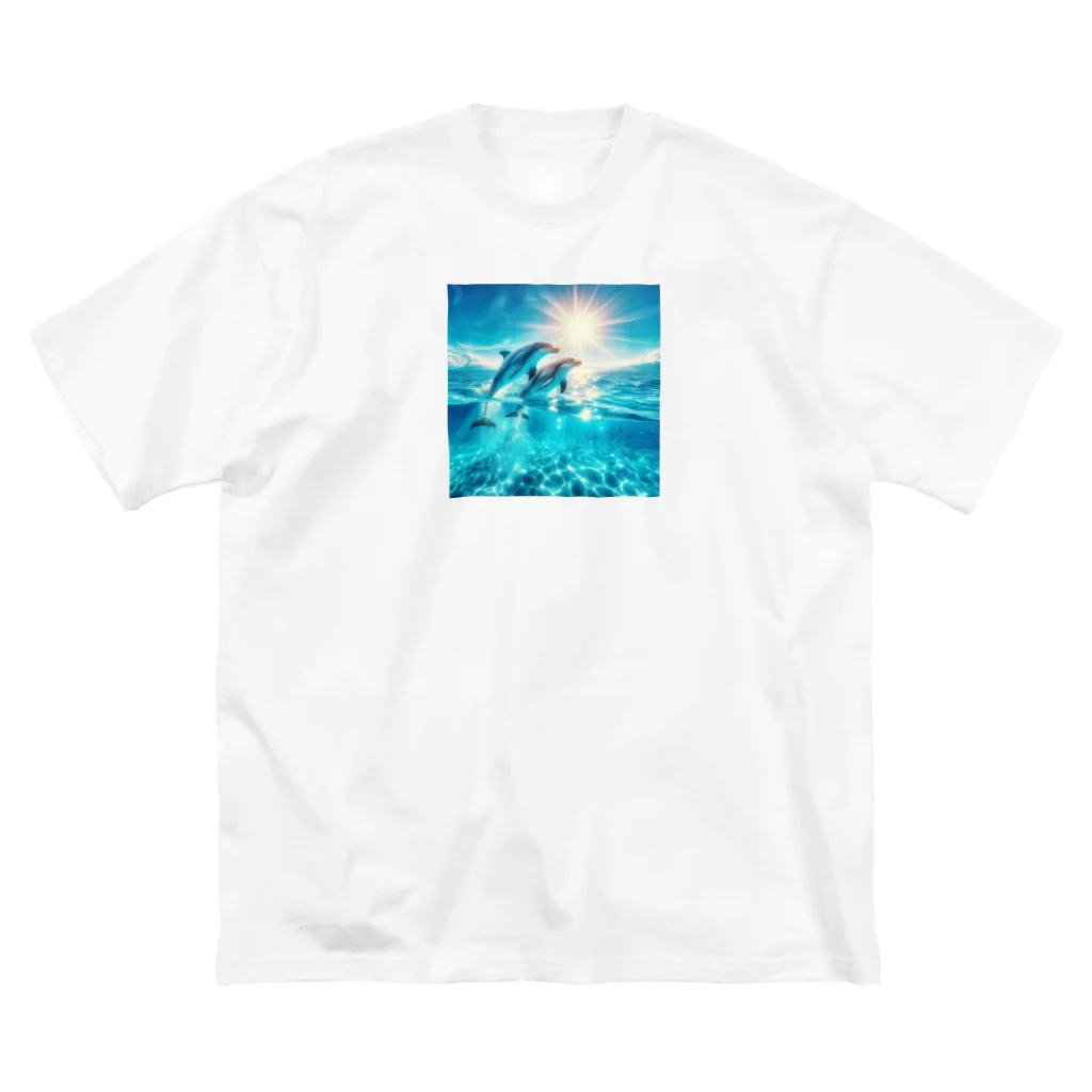 終わらない夢🌈の美しい海とイルカ🐬✨ ビッグシルエットTシャツ