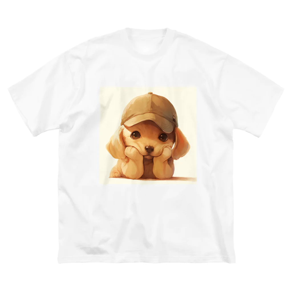 AQUAMETAVERSEのキャプをかぶった可愛い子犬 Marsa 106 ビッグシルエットTシャツ