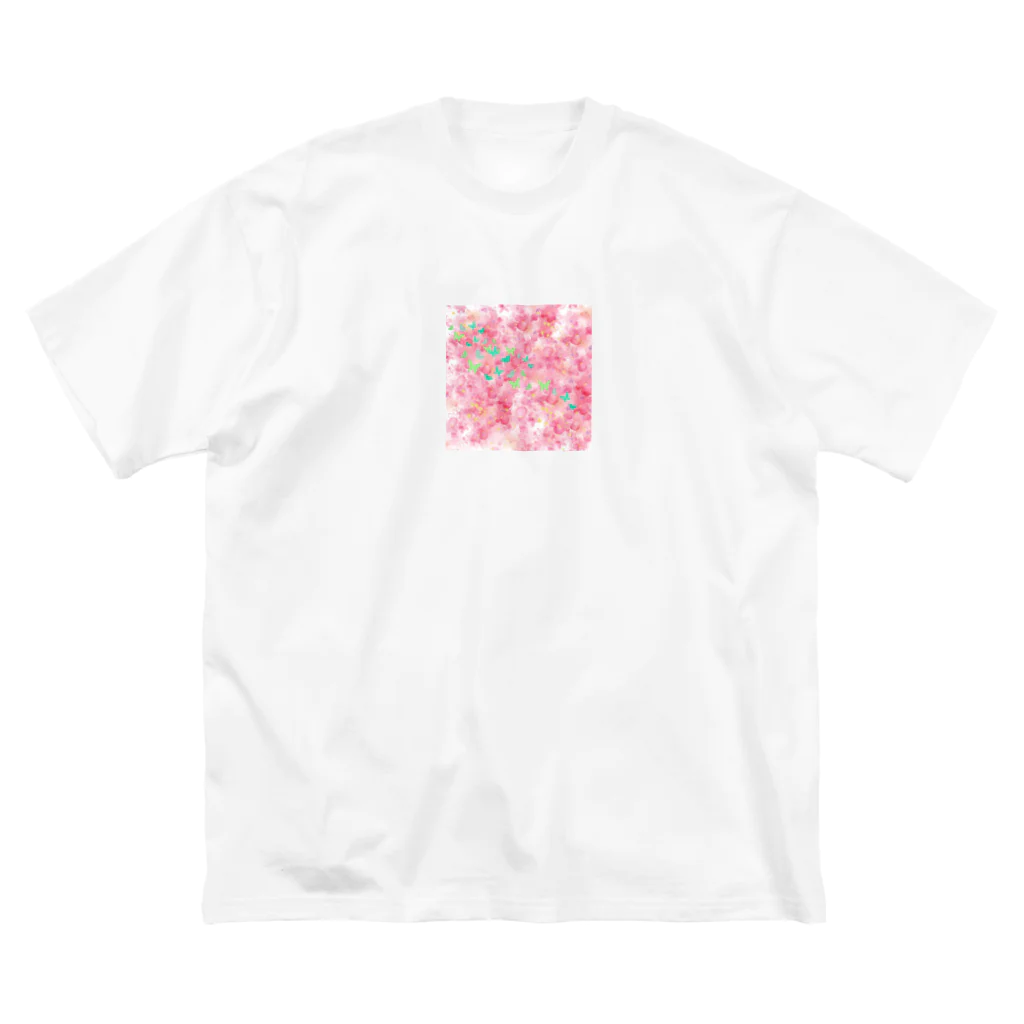 ペコりんショップのピンクフラワーバタフライ Big T-Shirt