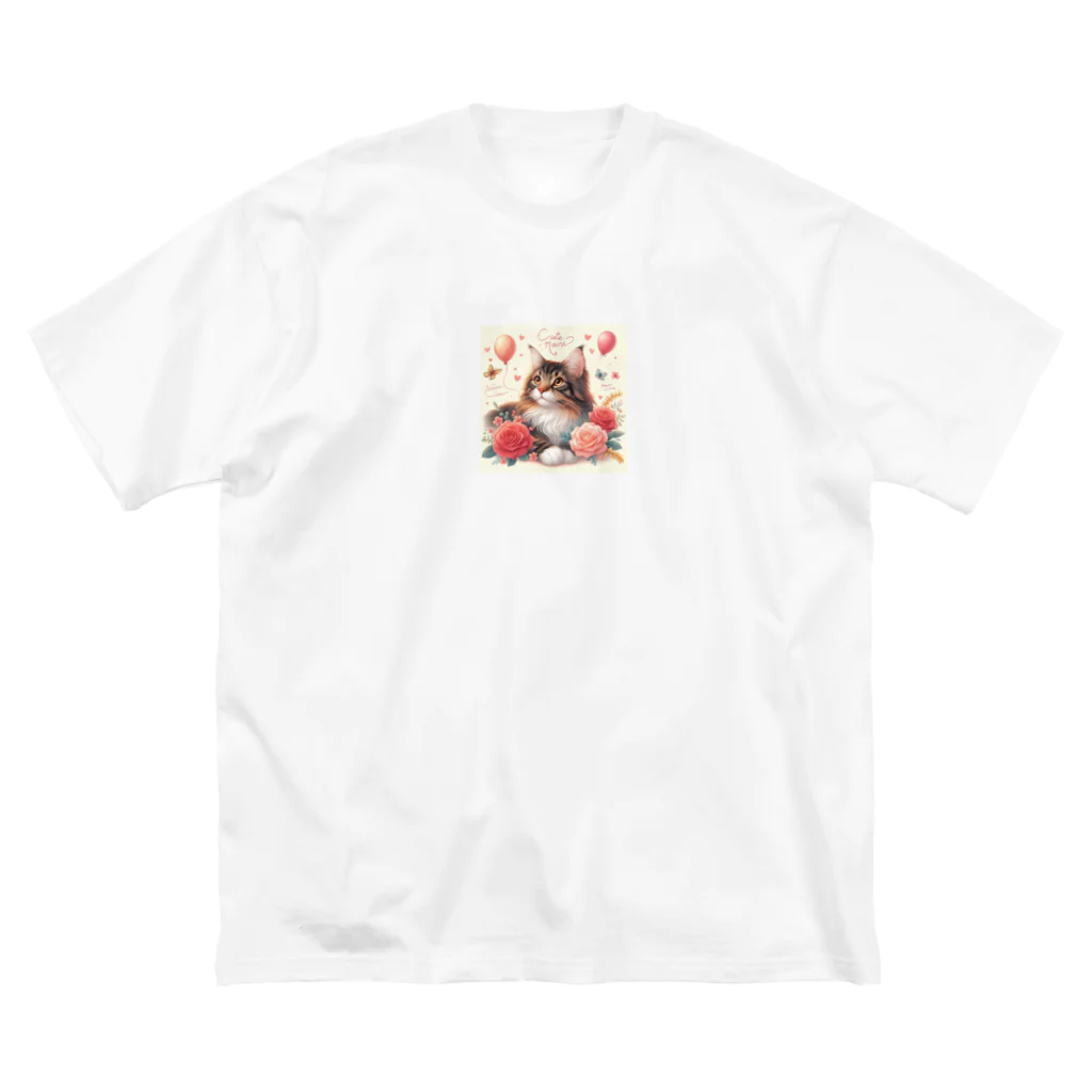 Y m @Y's shopの猫と薔薇 ビッグシルエットTシャツ