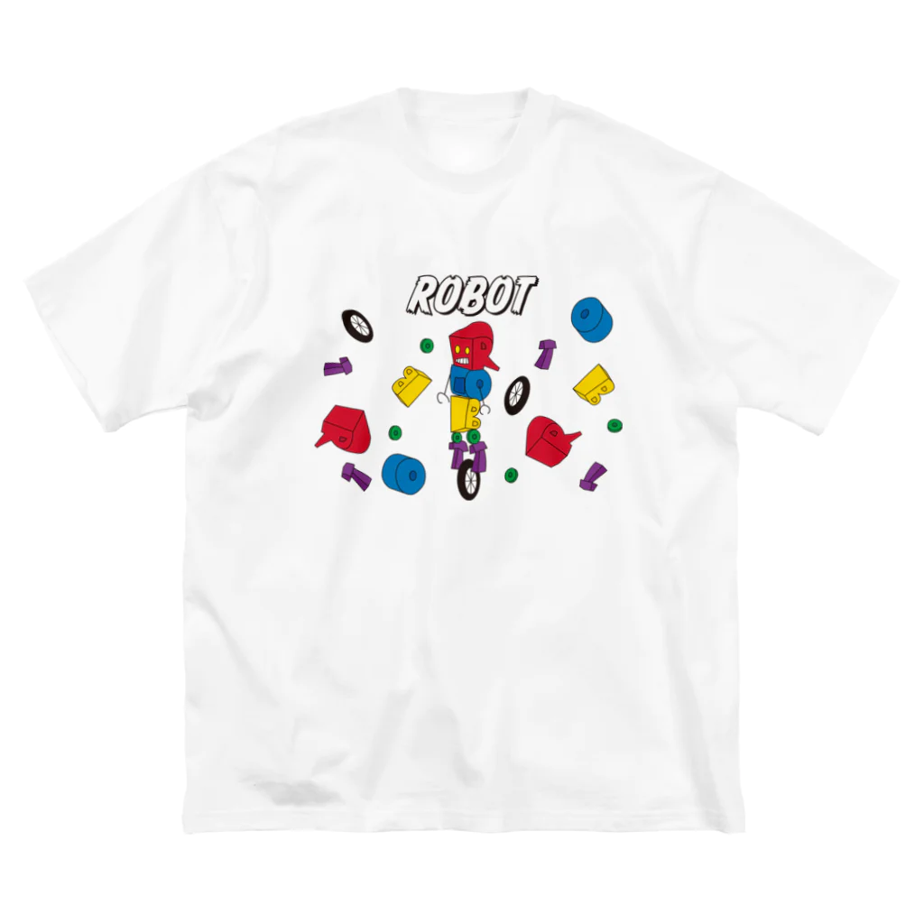 親子設計 CHIiKu MOJi『知育文字』のROBOT レトロブリキカラー ビッグシルエットTシャツ