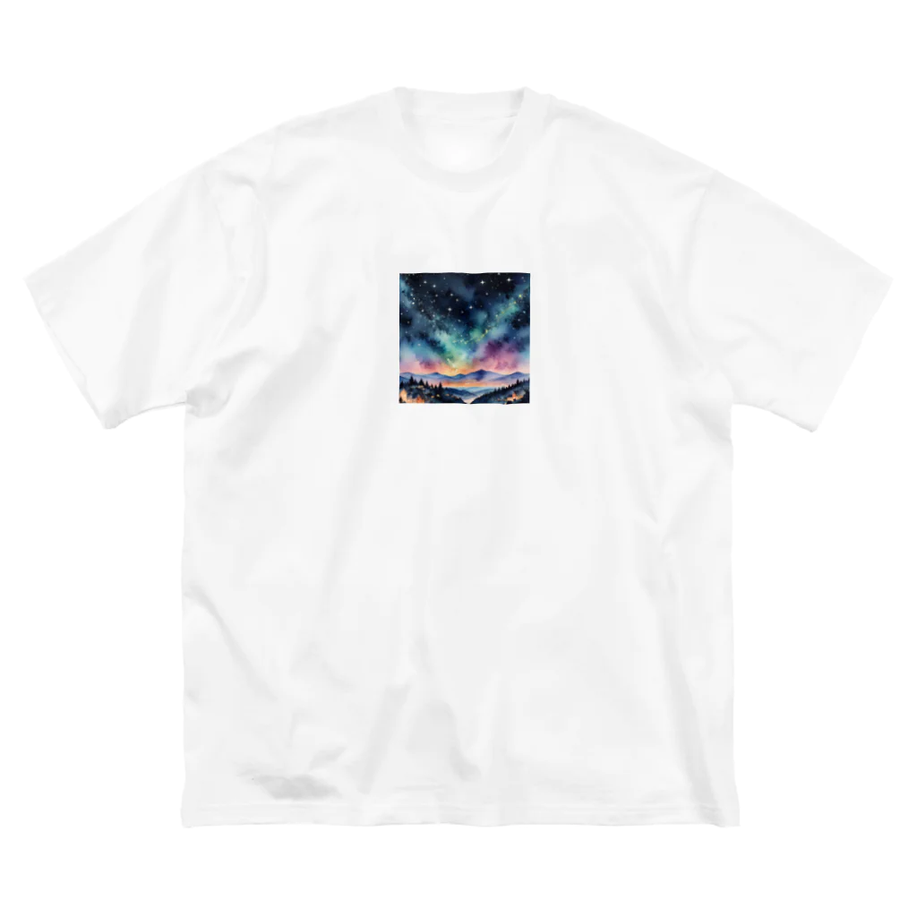 オーロラの里の星空の魔法 ビッグシルエットTシャツ