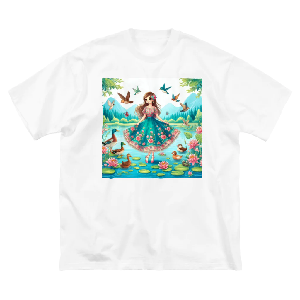 潮風の湖に佇む少女2 ビッグシルエットTシャツ