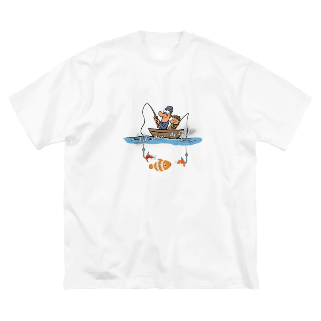 Yanjiisの釣り親子：釣れないかな～ ビッグシルエットTシャツ