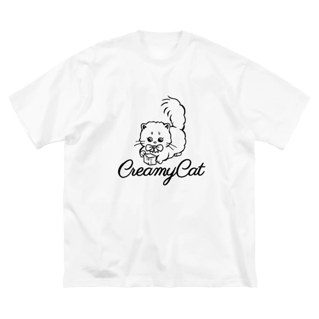 お砂糖と白い猫　creamy catのお砂糖と白い猫 ビッグシルエットTシャツ