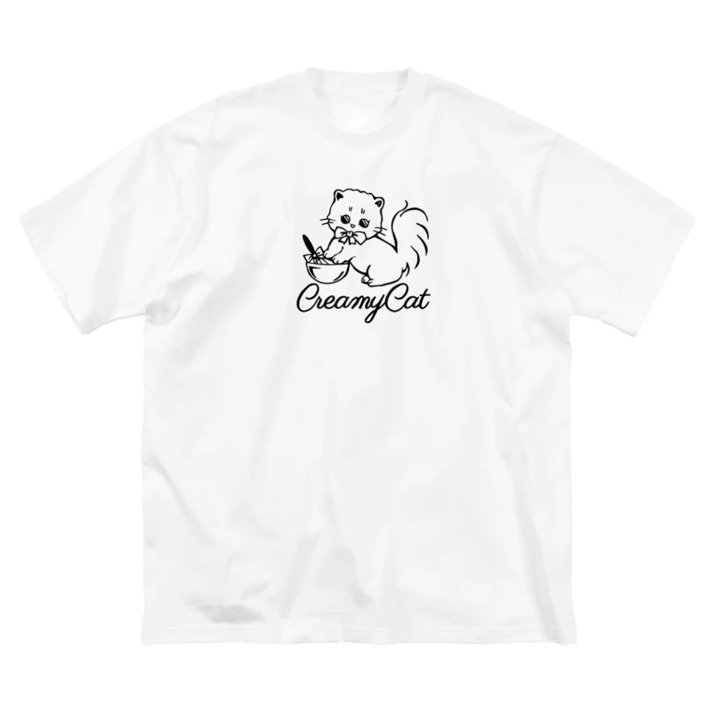 お砂糖と白い猫　creamy catのcreamy catの白猫ちゃん ビッグシルエットTシャツ