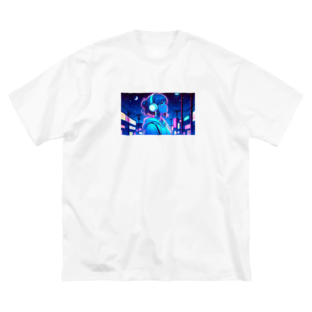 DesignColorsのネオンカラーな夜の少女 Big T-Shirt