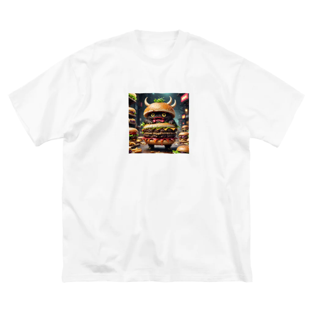 AI妖怪大図鑑のトリプル肉厚ビーフバーガー妖怪　バグドガルド ビッグシルエットTシャツ