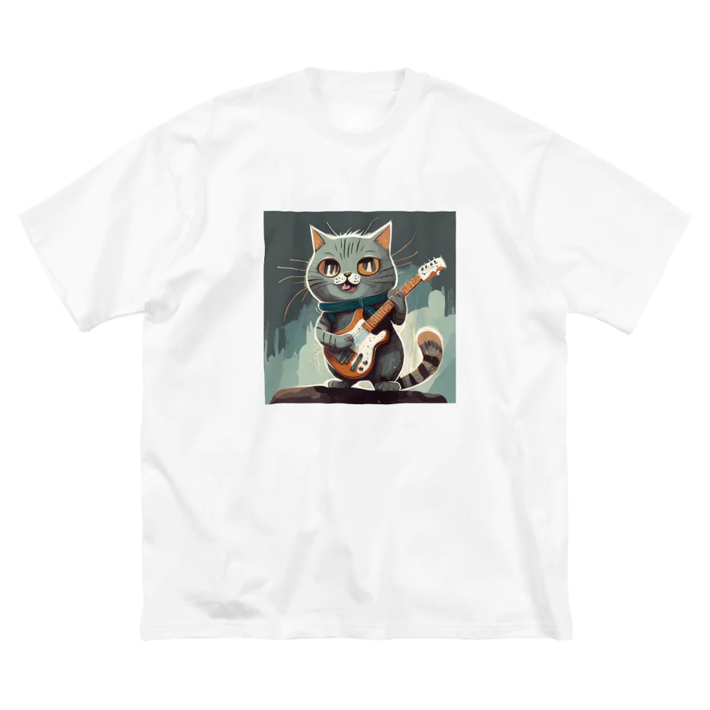 ぱぴぷSHOPのロックな猫 ビッグシルエットTシャツ