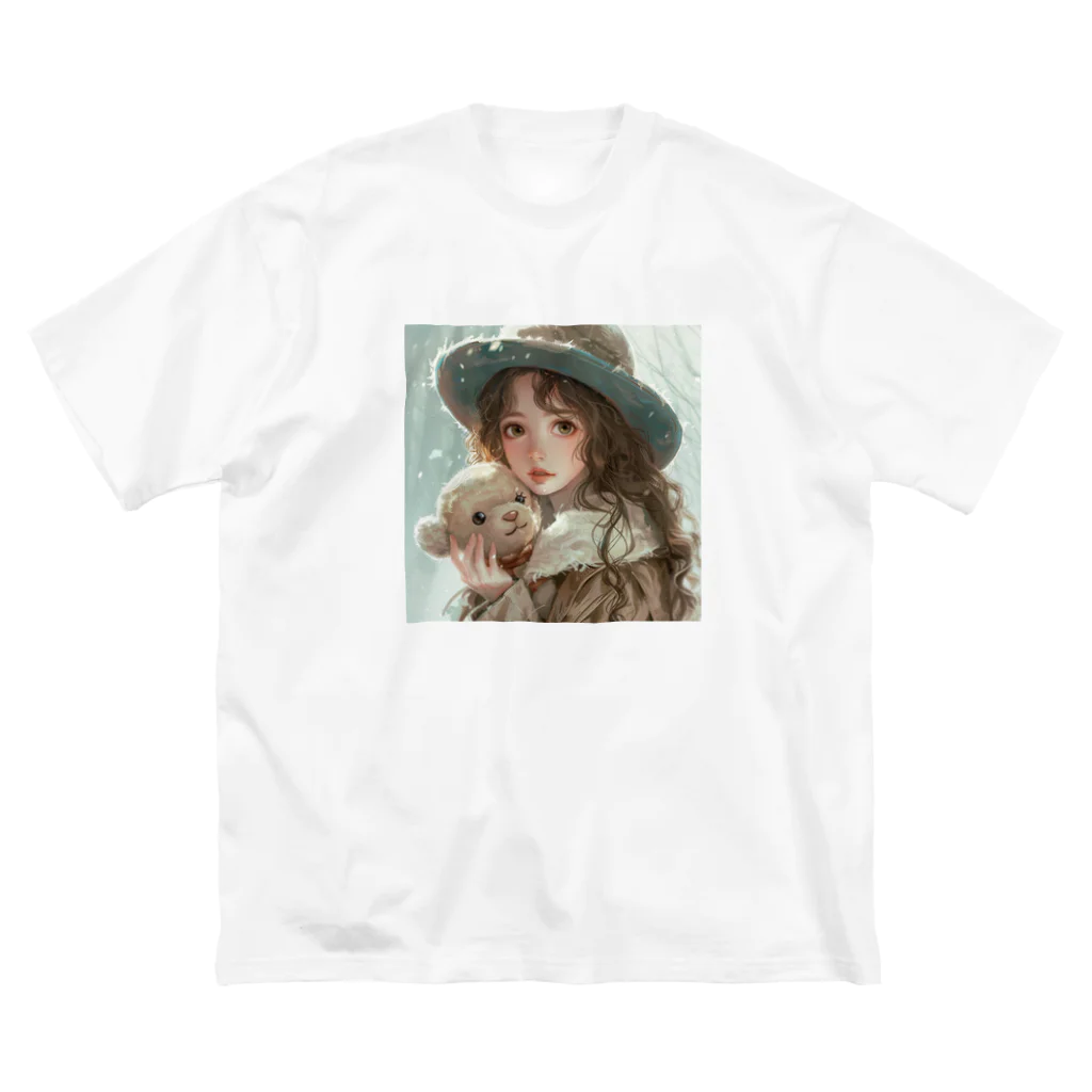 AQUAMETAVERSEのクマのぬいぐるみと女の子　BLUE PLUM  691 ビッグシルエットTシャツ