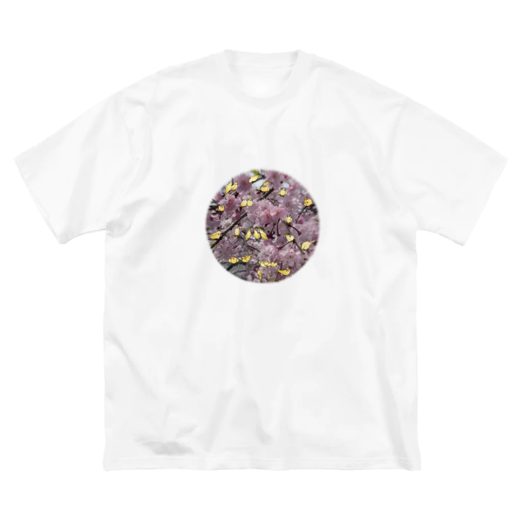 yuuyuu2024の桜とオカメインコ ビッグシルエットTシャツ