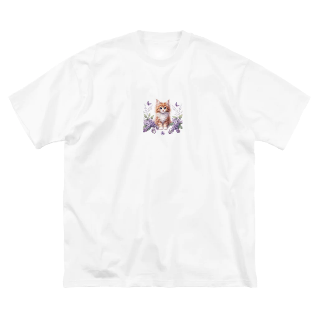 Y m @Y's shopの子猫とお花 ビッグシルエットTシャツ