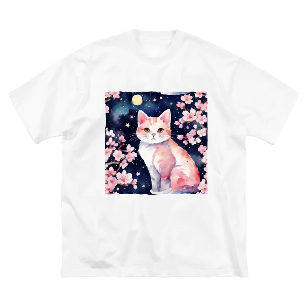 星降る夜にのsakura cat2 ビッグシルエットTシャツ