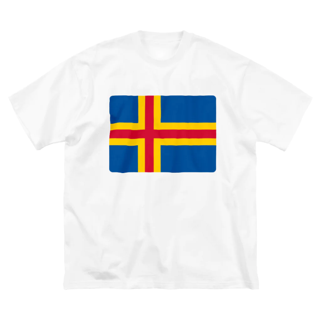 お絵かき屋さんのオーランド諸島の国旗 ビッグシルエットTシャツ