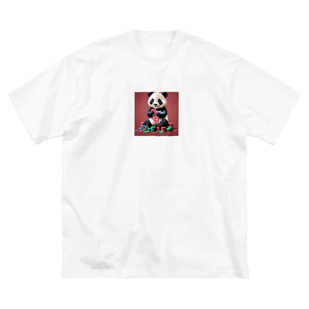 ayame_0923のポーカーをするパンダは、愛らしい姿でチップを扱う。 Big T-Shirt