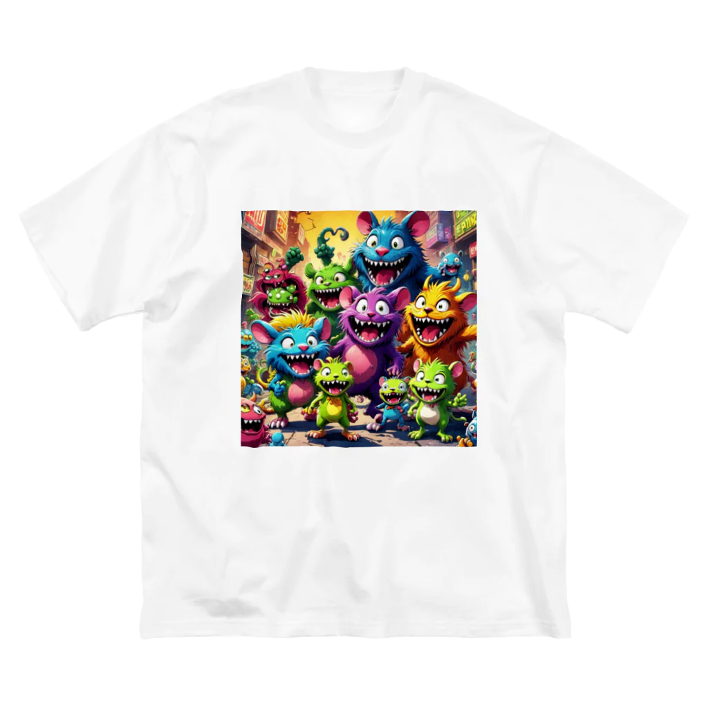 LEAD !のモンスターの親子が笑顔で楽しそうに遊んでいる風景 Big T-Shirt