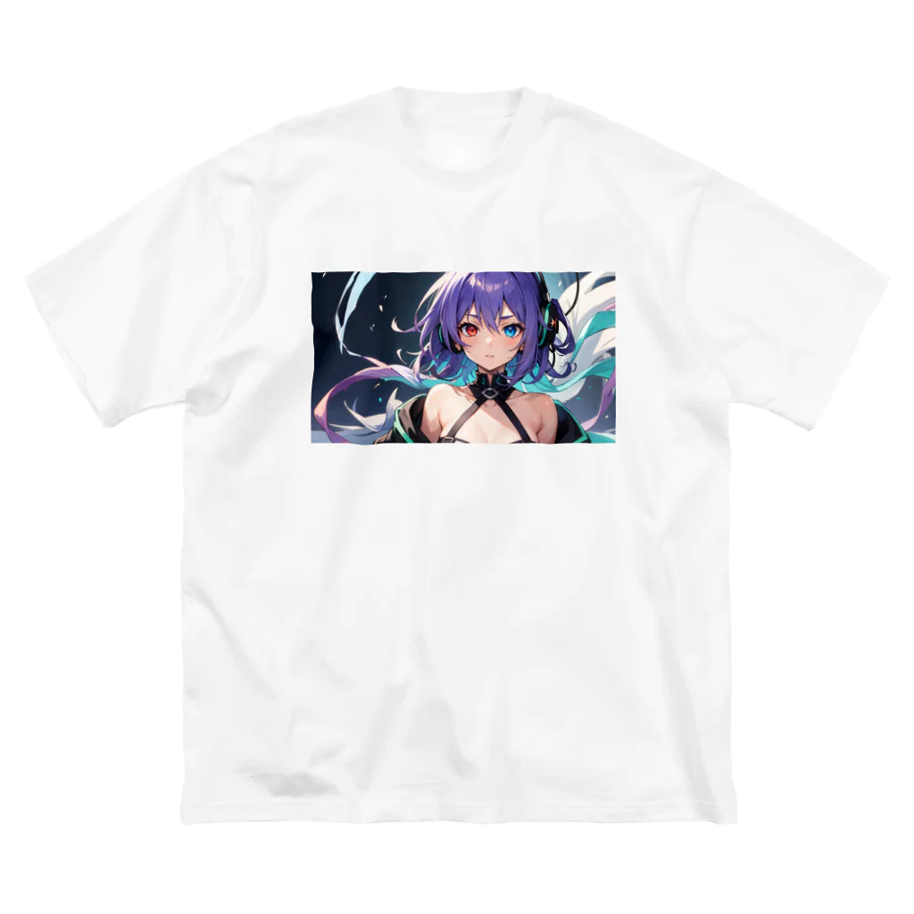 pukurou2096の紫髪のオッドアイ美少女 ビッグシルエットTシャツ