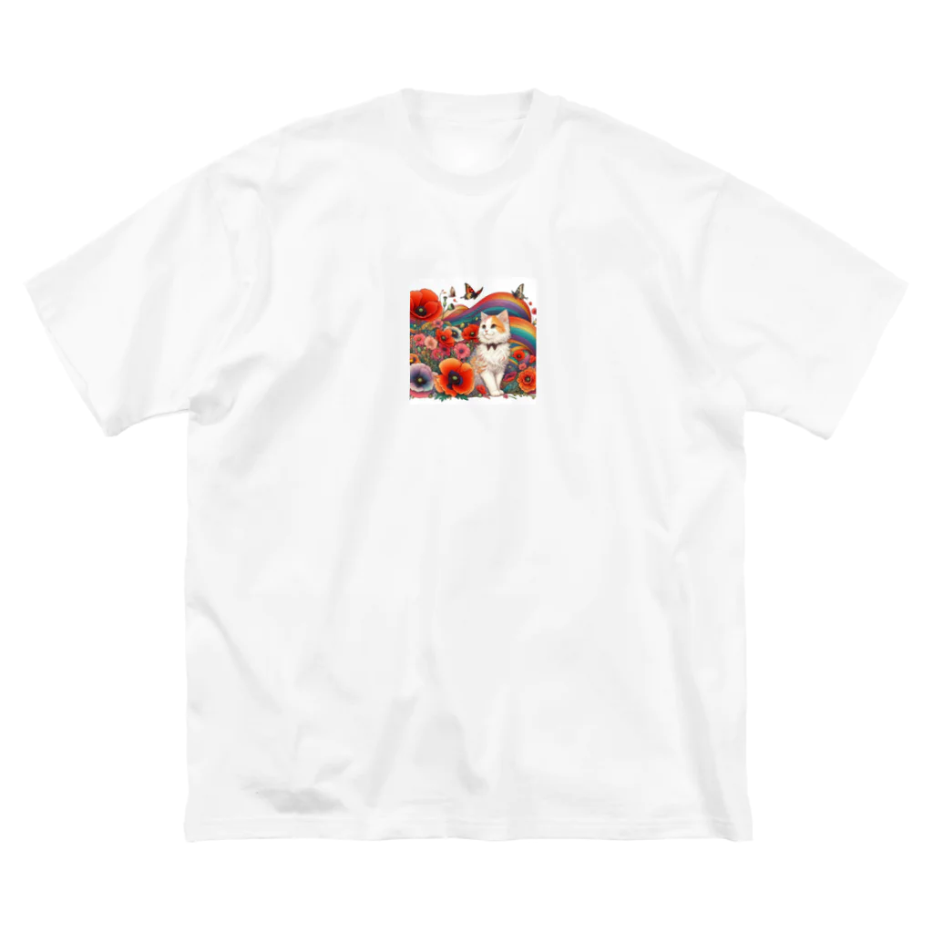 Y m @Y's shopの猫とポピー ビッグシルエットTシャツ