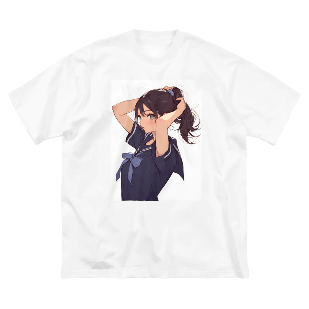 AQUAMETAVERSEのポニーテールがセクシーな女の子　BLUE PLUM  691 Big T-Shirt