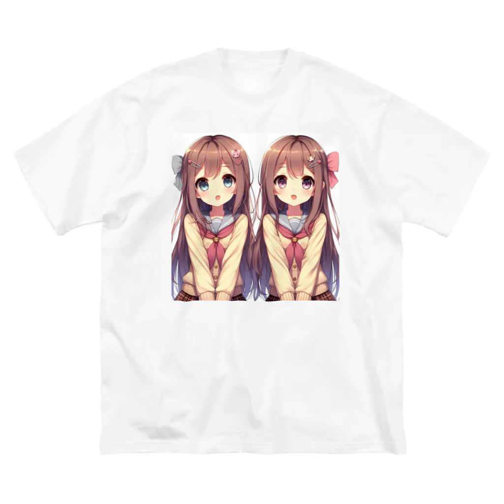 seigi2oo2の愛らしい可愛い双子の姉妹 ビッグシルエットTシャツ