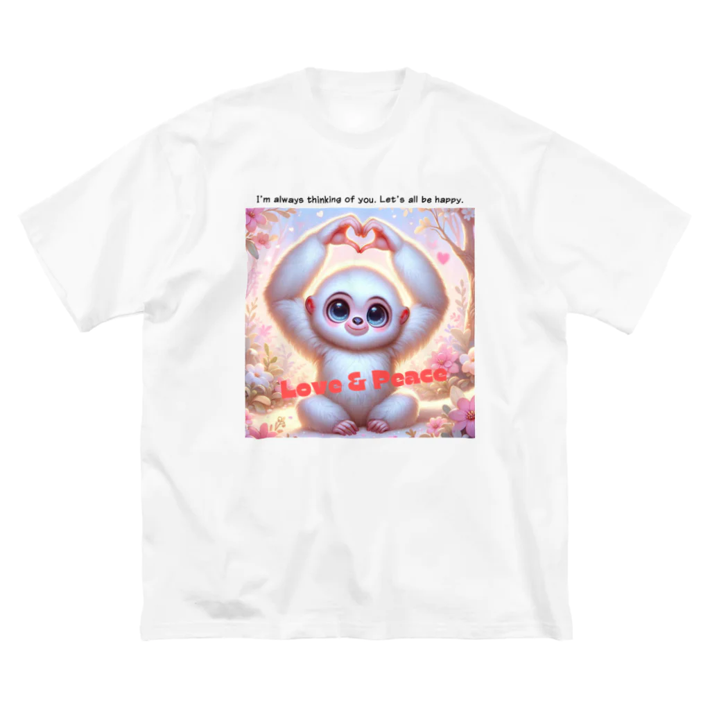 dreamy-designのLOVE&PEACE　シロテナガザルくん ビッグシルエットTシャツ