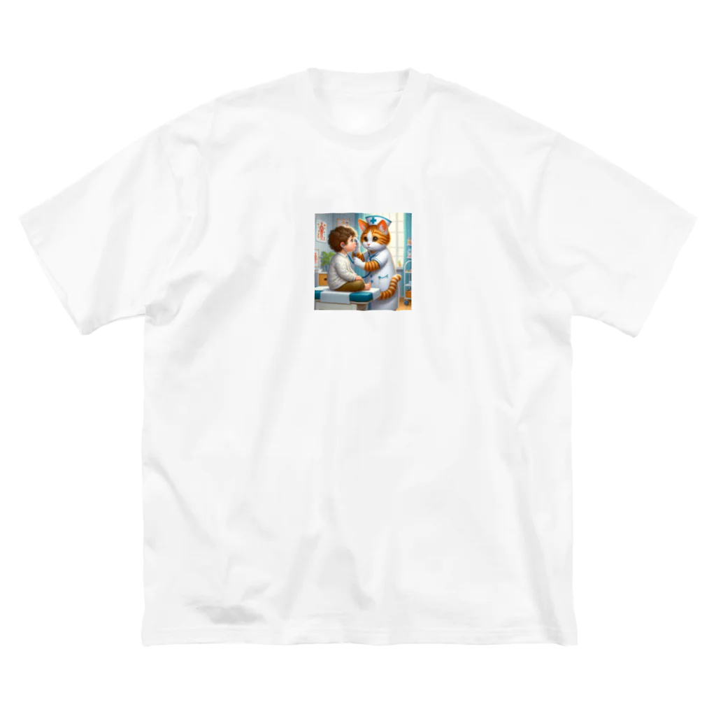 yanagi_mochiの人間の子供を検診する猫ナース ビッグシルエットTシャツ