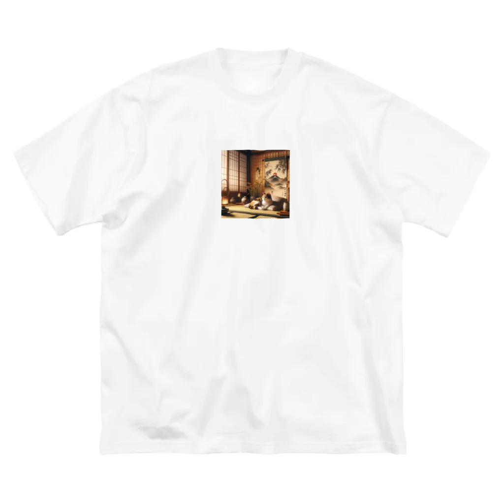 EMAKIの和紋様 x 猫　竹と猫の和室 Big T-Shirt