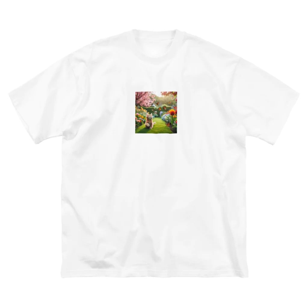 JAMnano1837の猫 in 花園 ビッグシルエットTシャツ
