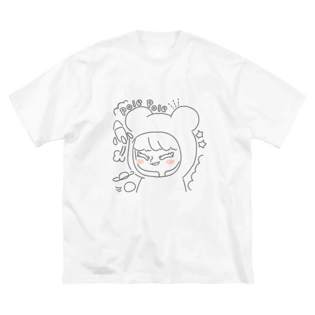 ゆるいイラストのおみせののんびり行こうぜ！ポレポレガールTシャツ くま 루즈핏 티셔츠