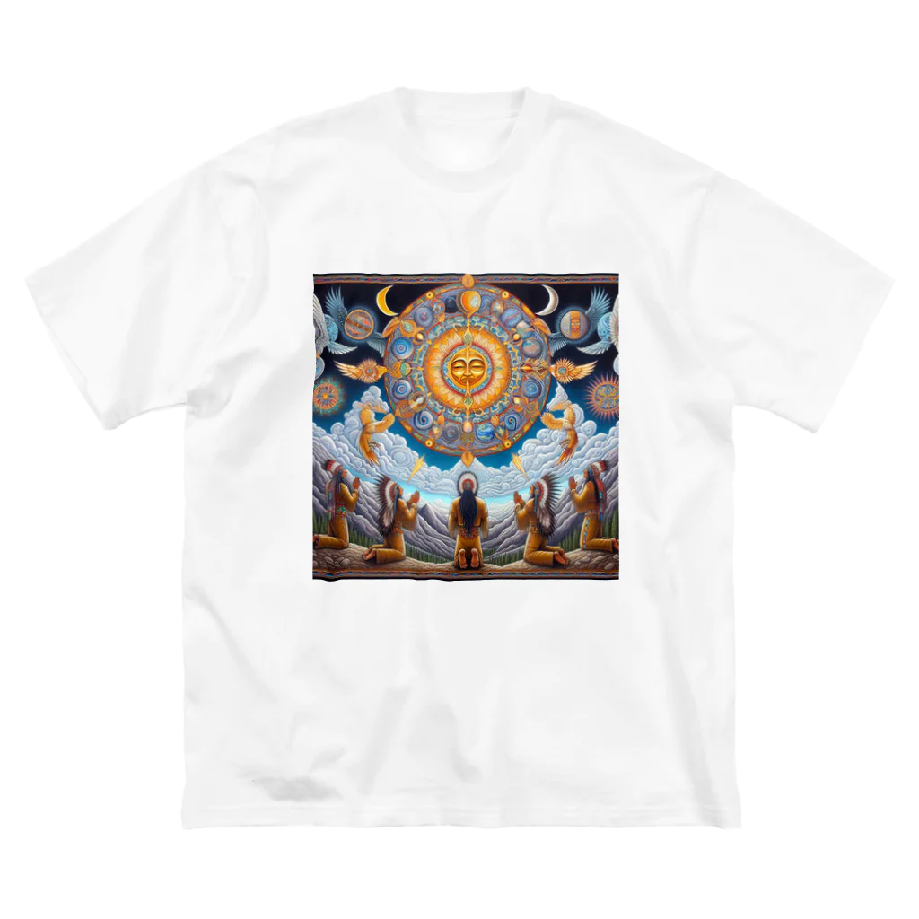 MKTU51の月　太陽　大地への祈り3 ビッグシルエットTシャツ