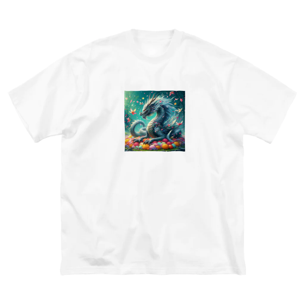 nico251の鮮やかの花々とドラゴン Big T-Shirt