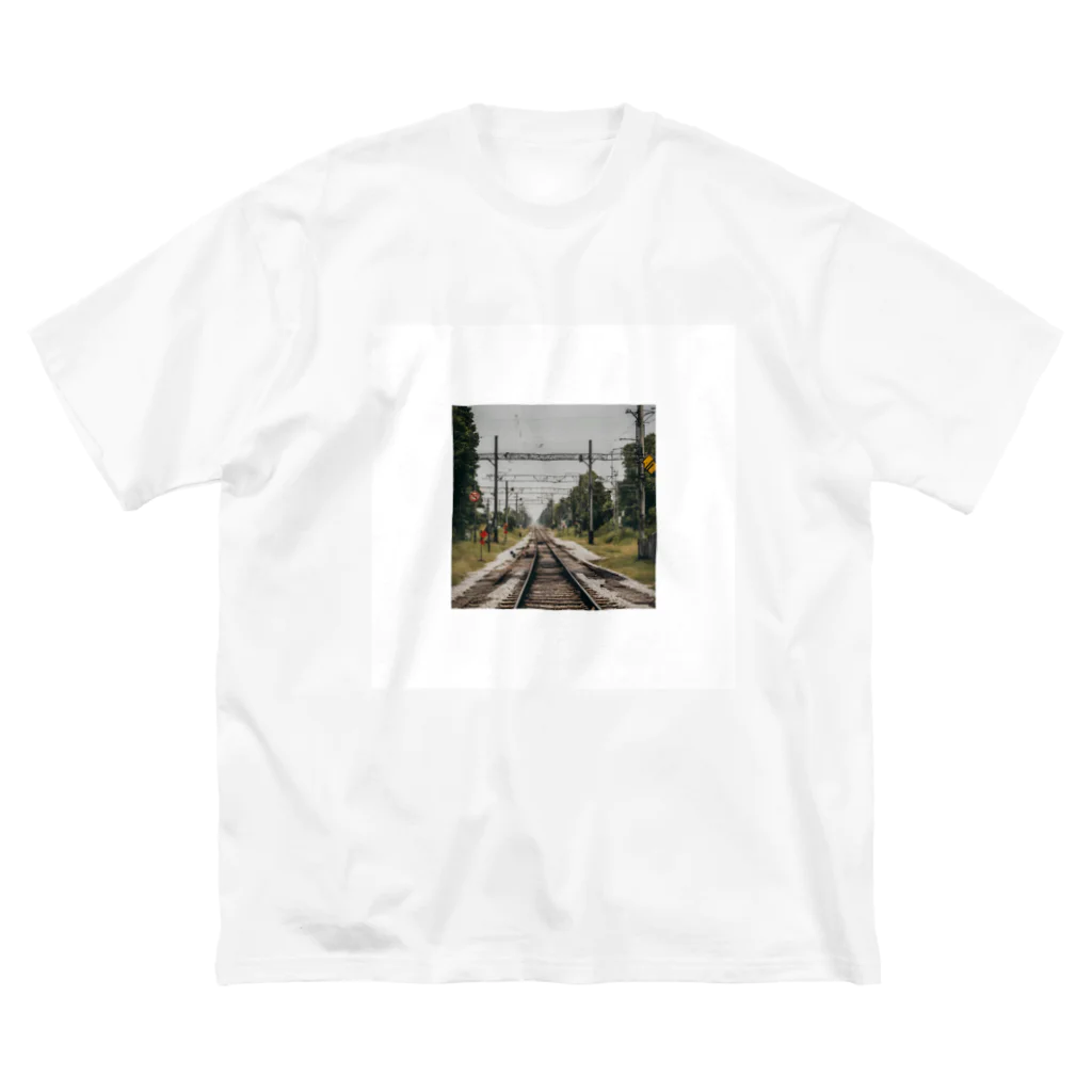 atoyuki_SHOPの鉄道レールデザイン ビッグシルエットTシャツ