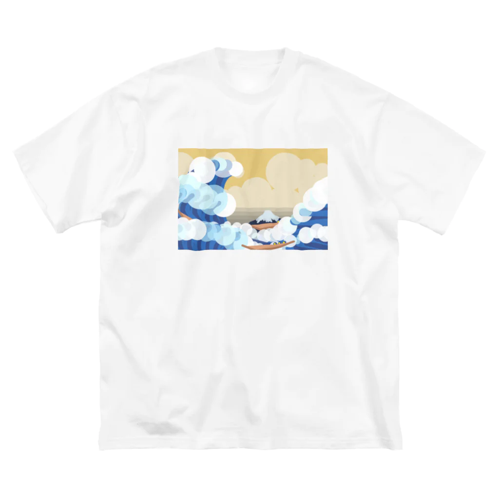 Apples_Orangesの富嶽三十六景 神奈川沖浪裏-Remix ビッグシルエットTシャツ