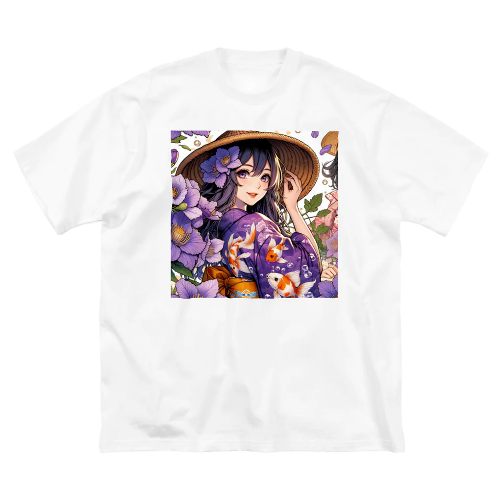 かるるんショップの夏と浴衣と麦わらと Big T-Shirt