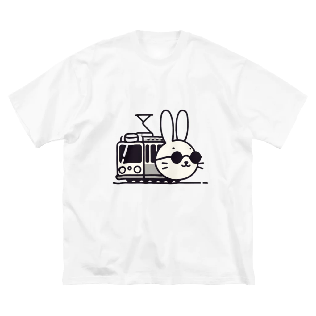 BOSATUの電車に乗ったうさぎ ビッグシルエットTシャツ