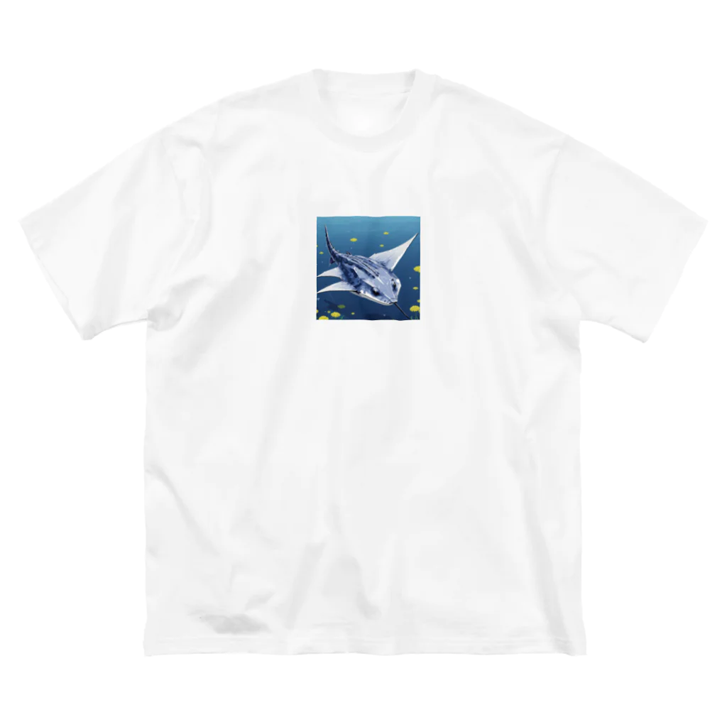 SUZURI56のドット絵ノコギリザメ ビッグシルエットTシャツ