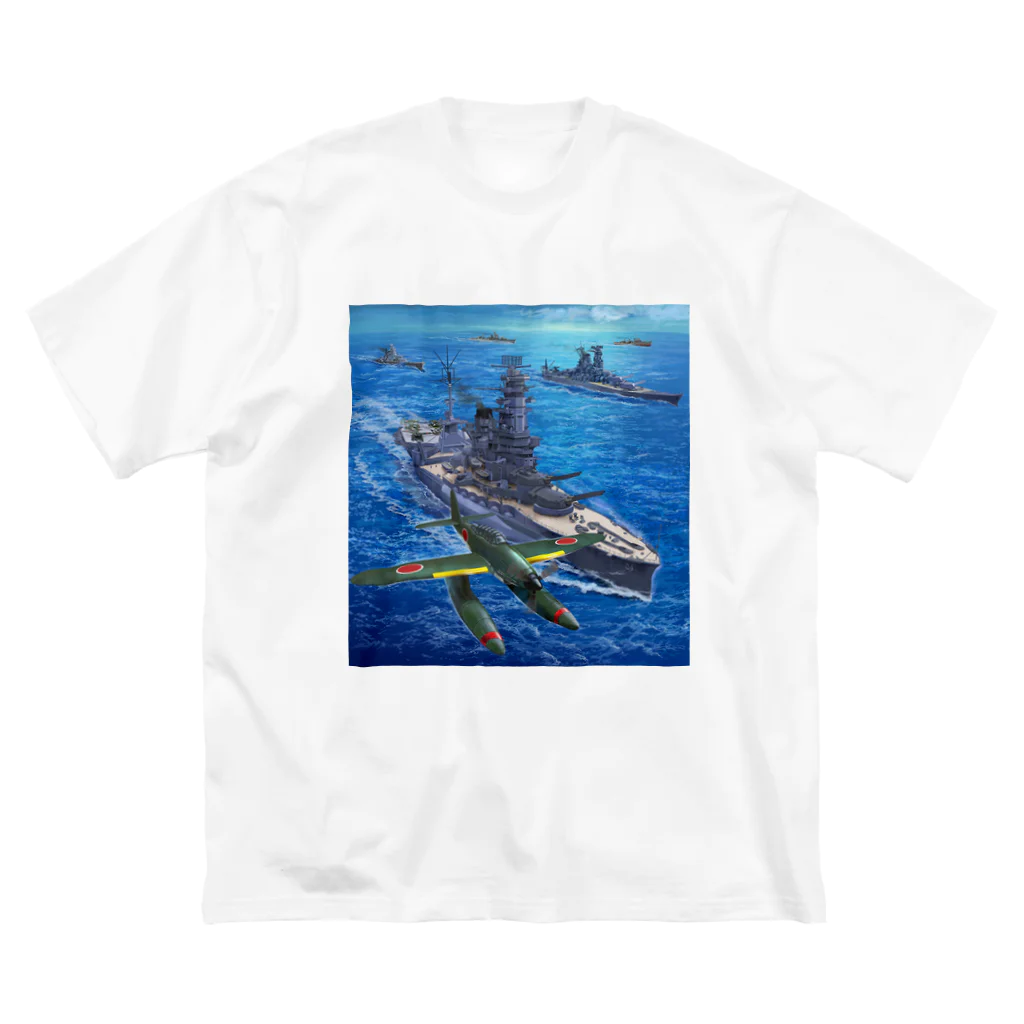 freehandの航空戦艦「伊勢」と水上機「晴嵐」 ビッグシルエットTシャツ