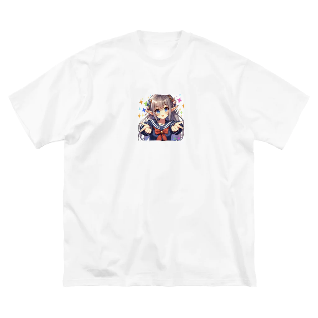 aaammmamのエルフ　美少女　セーラー服　アイドル ビッグシルエットTシャツ